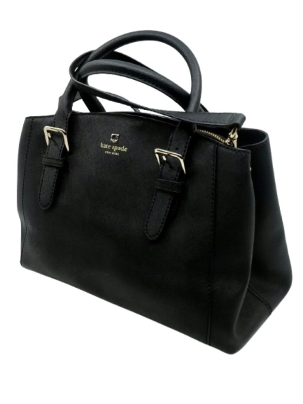 KATE SPADE~Charlotte St Sloan~LARGE BLACK LEATHER 3 COMPARTMENT SATCHEL BAG